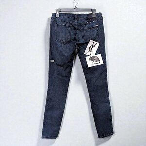 Ksubi spray on xtra dark wash distressed zip fly mid rise skinny jeans 30 NWT